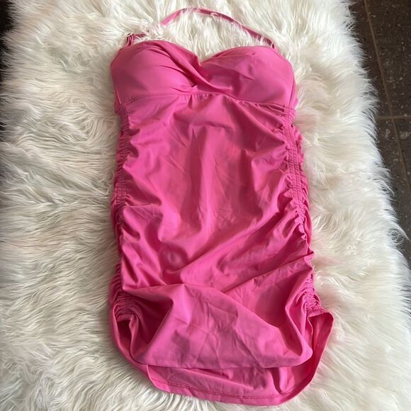 The Collection Pink halter cinched swimsuit dress Sz-8C - Picture 9 of 14